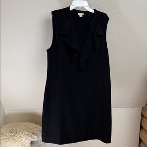 J CREW FACTORY Black Sleeveless Dress with Ruffle Neckline. Size 12